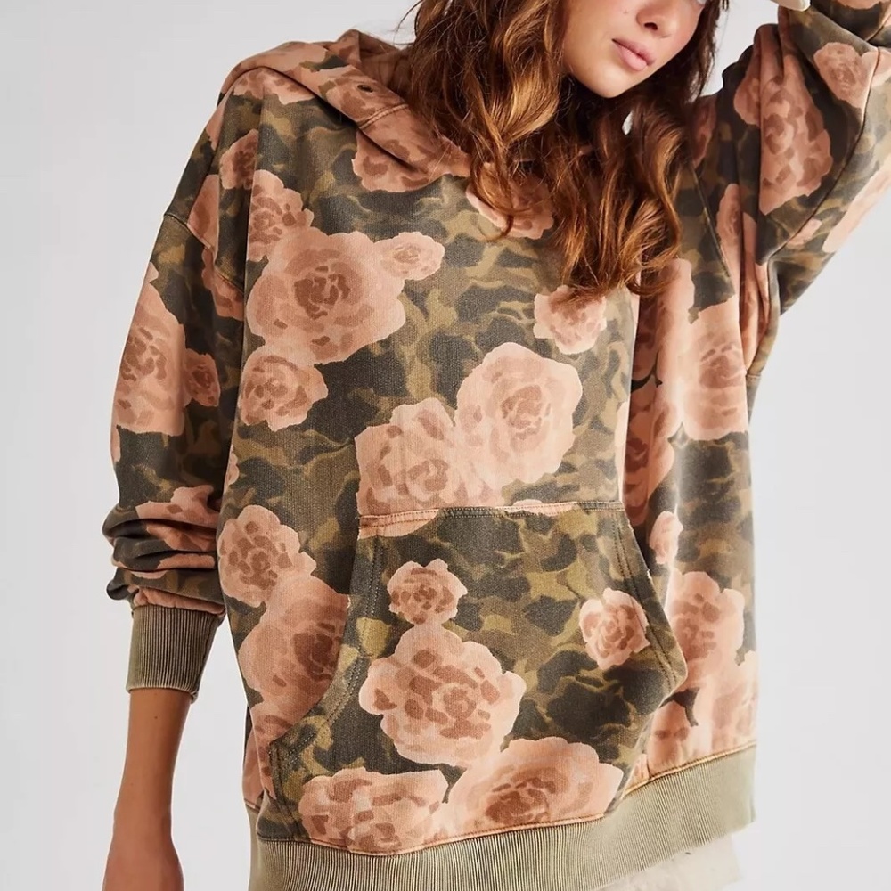 Free People It's A Vibe Printed Hoodie Sz Medium